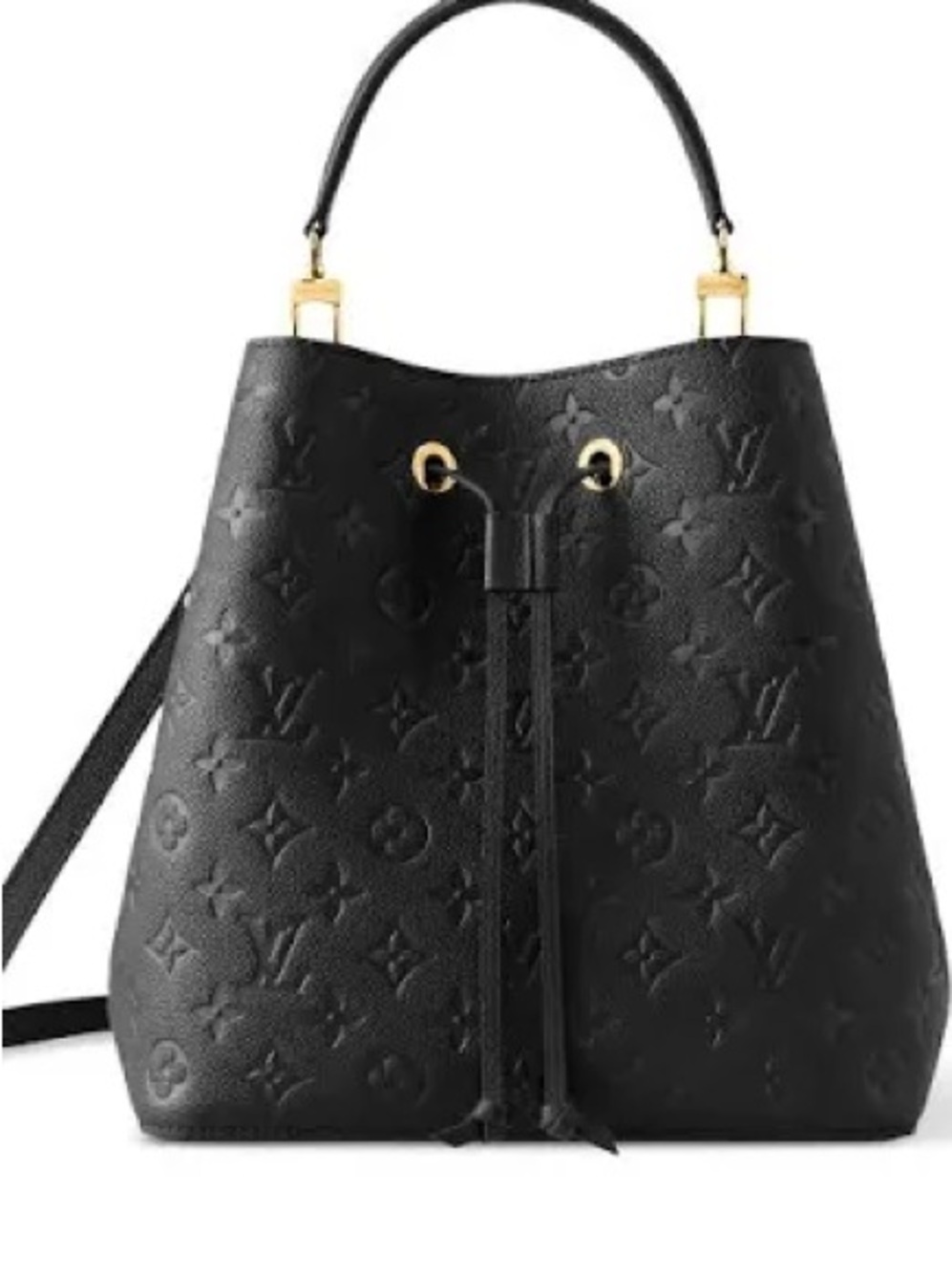 Louis Vuitton Neo Noe Noir Black Embossed Leather Bucket Handbag